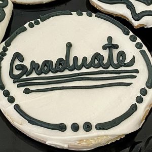 Graduation Decorated Circle "Graduate" Cookies Qty 6