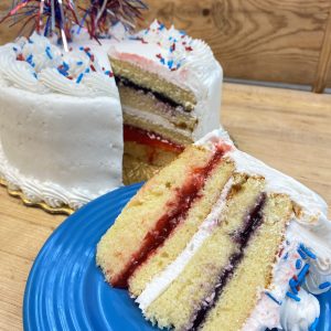 Red, White and Blue Vanilla Cake 8"