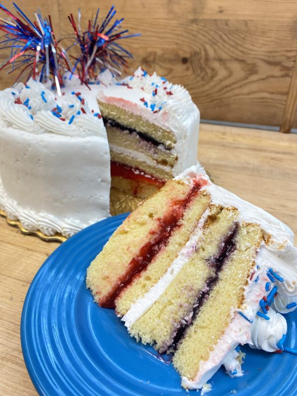 Red, White and Blue Vanilla Cake 8"